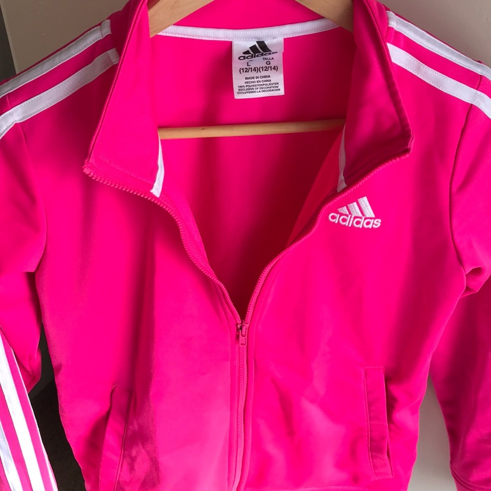 ADIDAS-Track Jacket, Pink, Girls Size L (12/14)